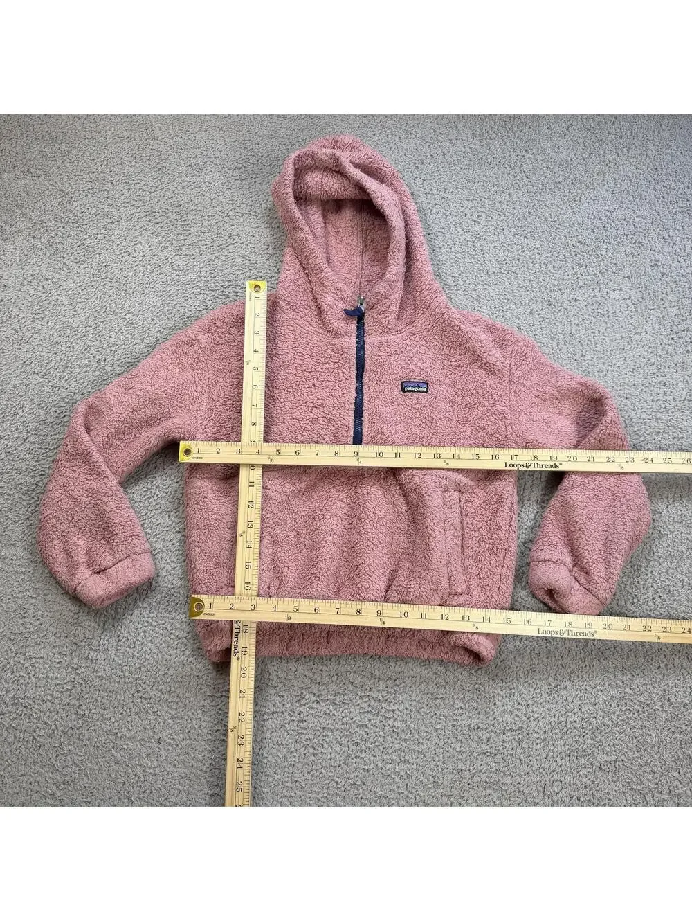 Patagonia Pink Sherpa Fleece Hoodie Youth L Cropped Quarter Zip Jacket Fits W XS